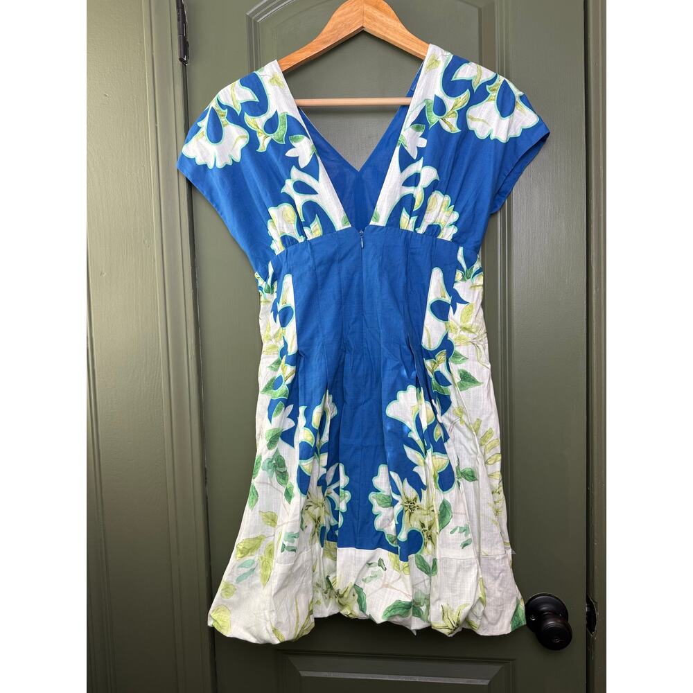 NWT Anna Cate Ava Mini Bubble Hem Resort Floral Cotton Dress Indigo Blue XS - Picture 3 of 5